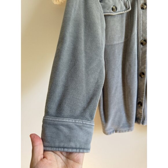 Aerie Trucker Oversized Gray Button Down Shacket Flannel Casual Basics Cotton M - Picture 5 of 10